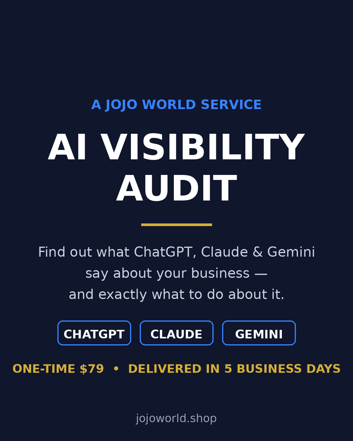 AI Visibility Audit cover — find out what ChatGPT, Claude and Gemini say about your business
