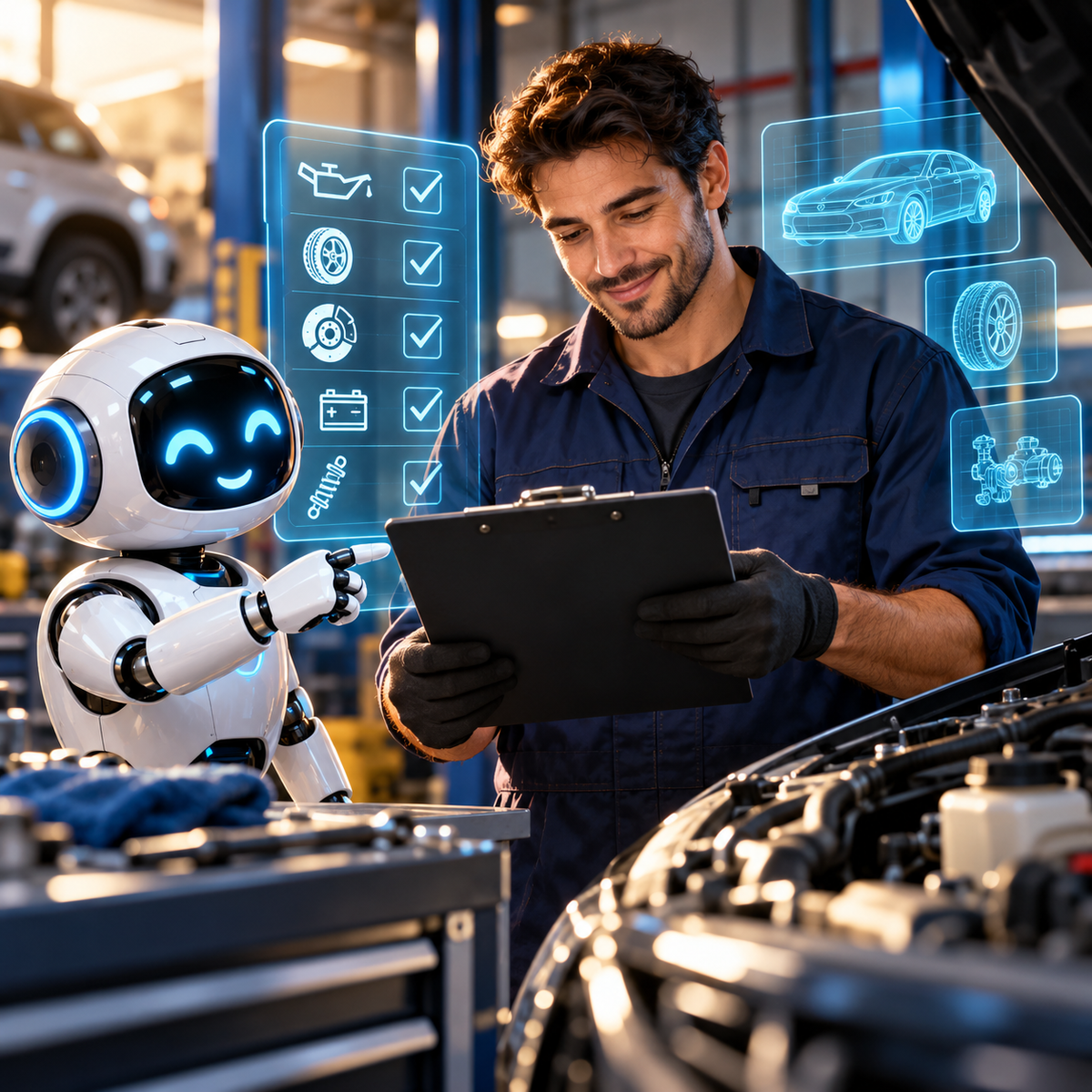 JOJO Auto Care Agent illustrated with a JOJO AI companion