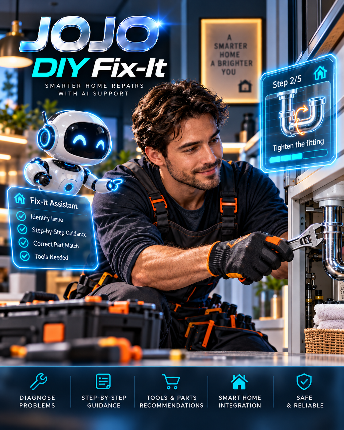 JOJO DIY Fix-It agent helping a person with a home repair