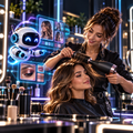 JOJO Hairdresser AI assisting a stylist and client