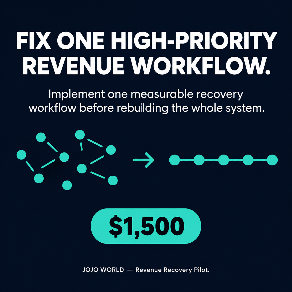 JOJO Revenue Recovery Pilot — fix one high-priority revenue workflow