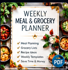 weekly meal and grocery planner PDF cover